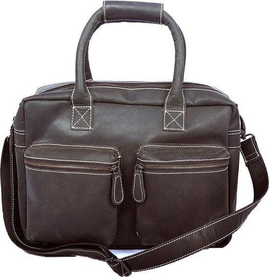 Westernbag van trendy zwart buffelleer deze ruime handtas heeft een - Arrigo.nl