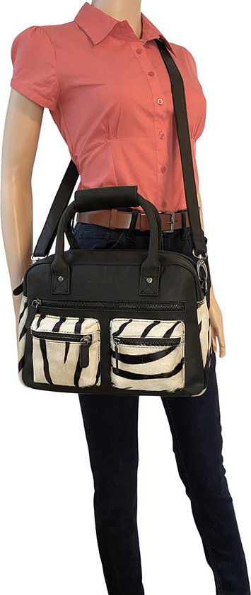 Zebra tas zwart westernbag crossbody dames tas cowboybag westernbag schoudertas - Arrigo Leather Goods