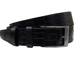 Zwart leren riem van 3 5 cm breed met kroko - Arrigo.nl