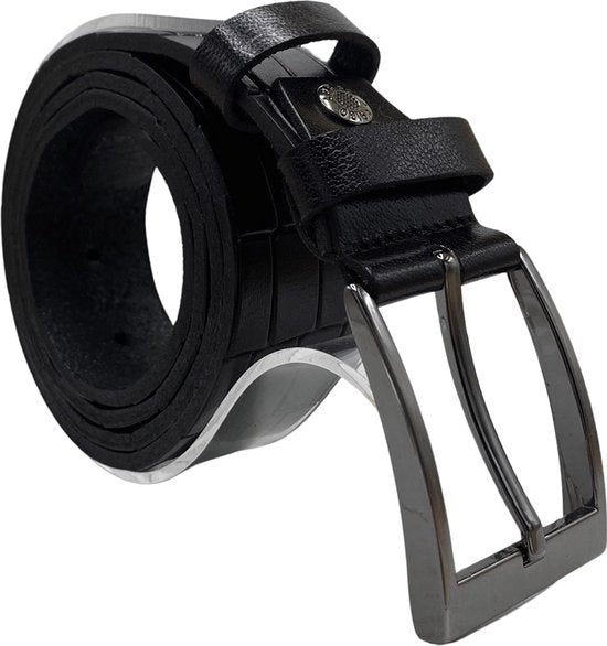 Zwart leren riem van 3 5 cm breed met kroko - Arrigo.nl