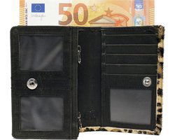 Zwarte Dames Portemonnee - Klein Leer met Dierenprint en Anti-Skim Bescherming - Arrigo.nl