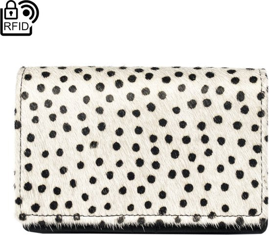 Zwarte Dames Portemonnee - Klein Leer met Dierenprint en Anti-Skim Bescherming - Arrigo.nl