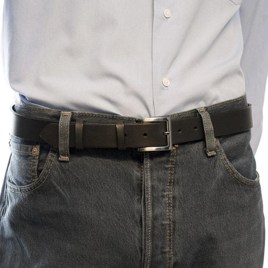 Zwarte Leren Riem 3 cm breed dames - Timberland look - Arrigo.nl