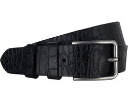 Zwarte Leren Riem met Kroko Print - 3.5 cm Breed - Arrigo.nl