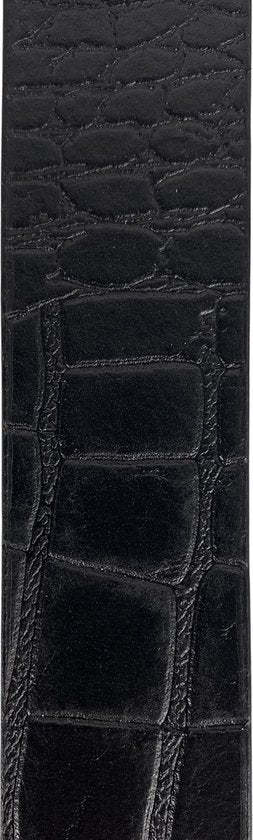 Zwarte Leren Riem met Kroko Print - 3.5 cm Breed - Arrigo.nl