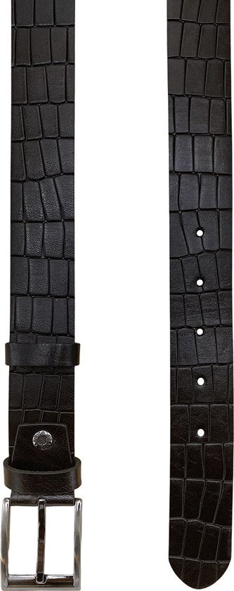 Zwarte Leren Riem met Kroko Print - 4 cm Breed - Arrigo.nl