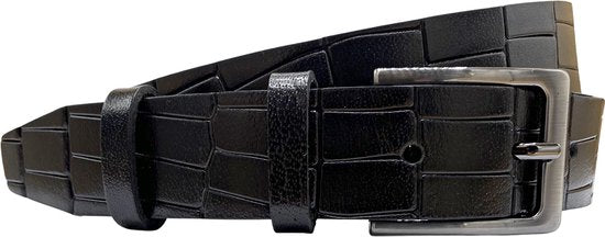 Zwarte Leren Riem met Kroko Print 3 cm voor Heren en Dames - Arrigo.nl