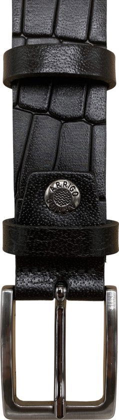 Zwarte Leren Riem met Kroko Print 3 cm voor Heren en Dames - Arrigo.nl