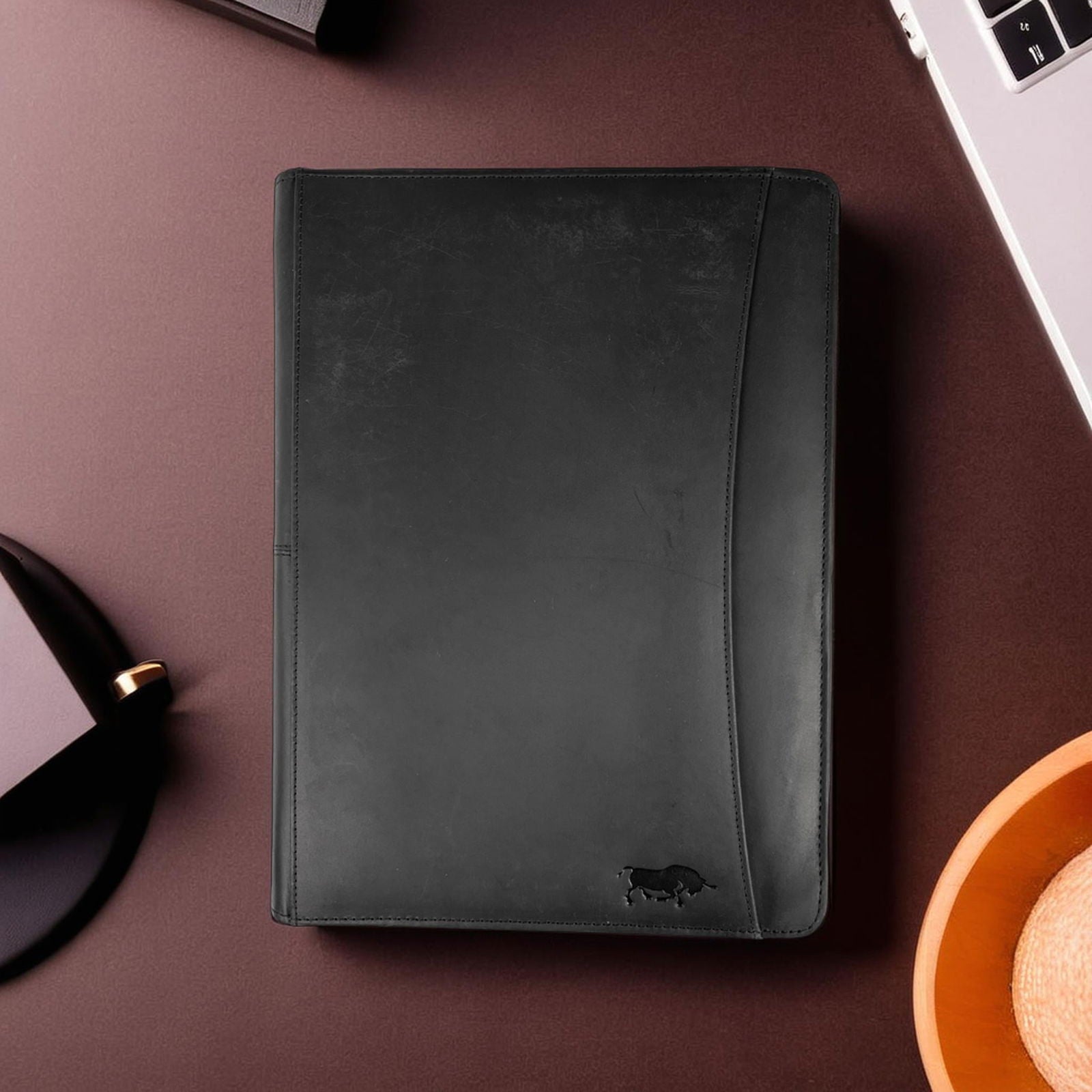 Zwarte Leren Schrijfmap - Arrigo.nl