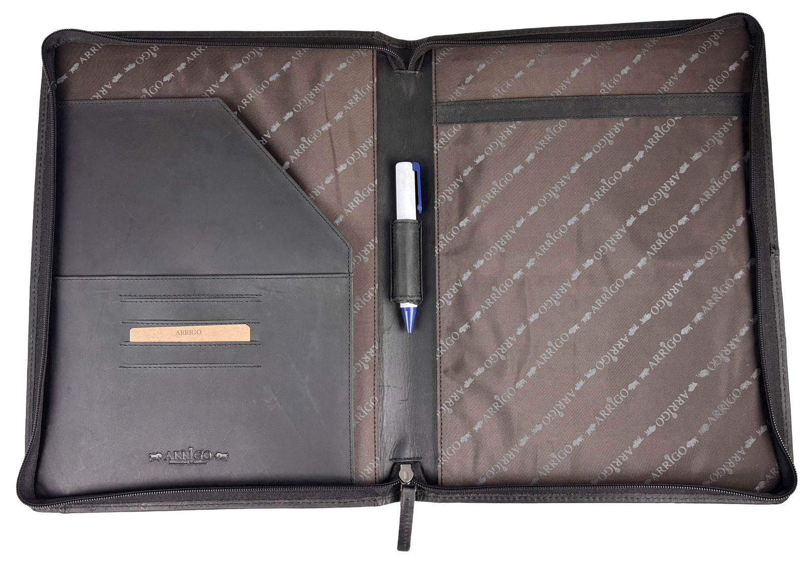 Zwarte Leren Schrijfmap - Arrigo.nl