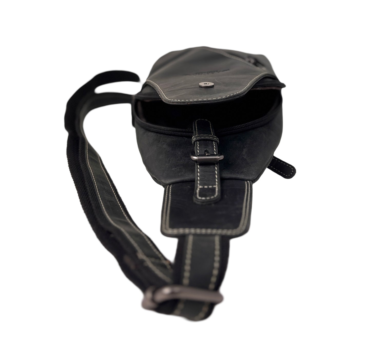 Zwarte Leren Slingbag Buffelleer - Arrigo.nl