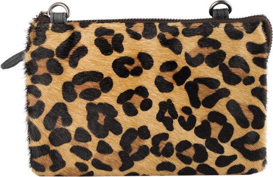 Zwarte crossbody tas met jaguar print mini bag mini tas - Arrigo Leather Goods