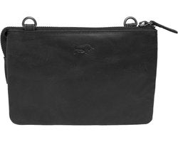 Zwarte crossbody tas met jaguar print mini bag mini tas - Arrigo Leather Goods