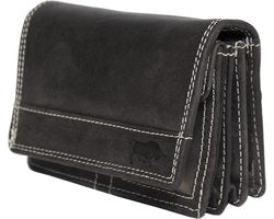 Zwarte dames portemonnee leer met ruime vakje voor kleingeld portemonnee - Arrigo Leather Goods