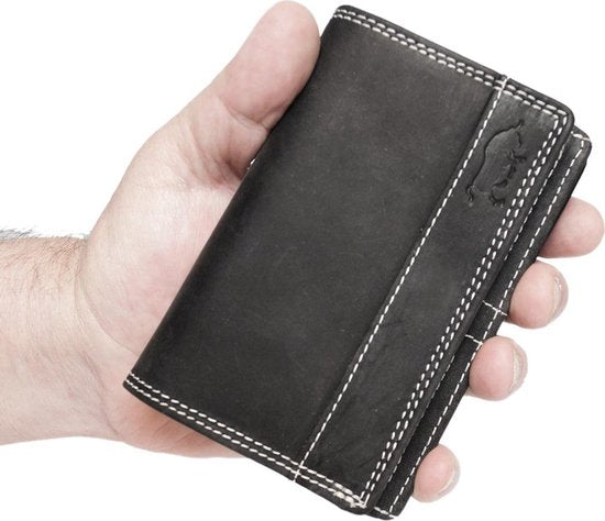 Zwarte dames portemonnee leer met ruime vakje voor kleingeld portemonnee - Arrigo Leather Goods