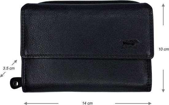 Zwarte dames portemonnee leer portemonnee dames zwart rits arrigo - Arrigo Leather Goods