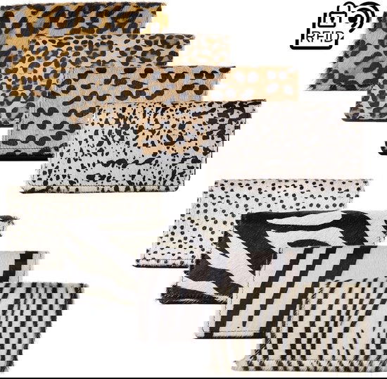 Zwarte damesportemonnee van buffelleer met anti-skim bescherming en zebra-dierenprint - Arrigo.nl