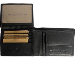 Zwarte heren portemonnee jongens portemonnee echt leder anti skim billfold - Arrigo Leather Goods