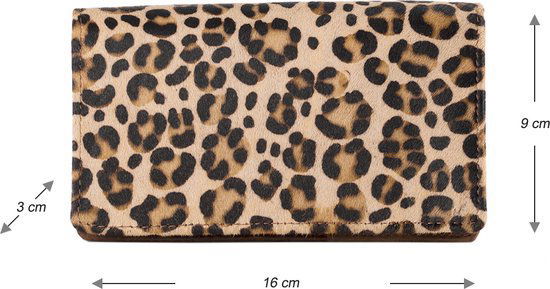 Zwarte leren damesportemonnee met RFID-bescherming en panterprint - Arrigo.nl