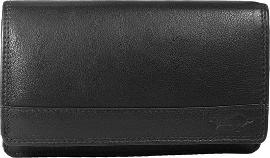 Zwarte leren damesportemonnee met RFID-bescherming in harmonica-model - Arrigo.nl