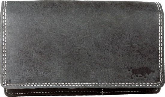 Zwarte leren damesportemonnee met RFID-bescherming in vintage stijl - Arrigo.nl