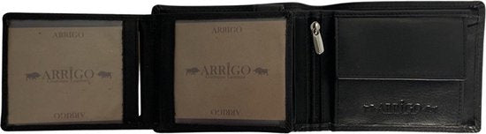 Zwarte portemonnee echt leer heren rfid anti skim - Arrigo Leather Goods
