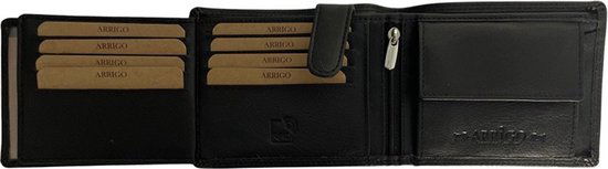 Zwarte portemonnee echt leer heren rfid anti skim - Arrigo Leather Goods