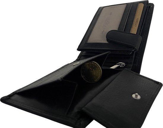 Zwarte portemonnee echt leer heren rfid anti skim - Arrigo Leather Goods