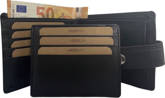 Zwarte portemonnee heren rfid anti skim - Arrigo Leather Goods