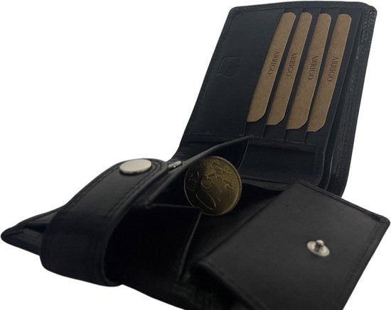 Zwarte portemonnee heren rfid anti skim - Arrigo Leather Goods