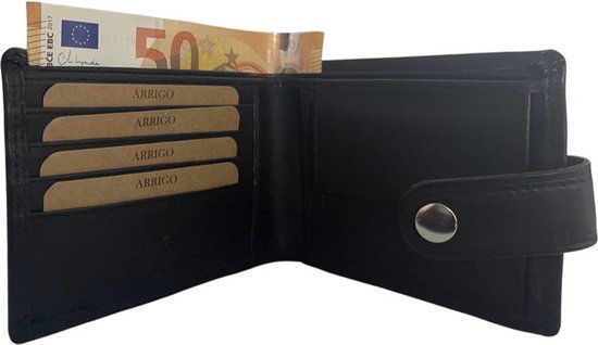 Zwarte portemonnee heren rfid anti skim - Arrigo Leather Goods
