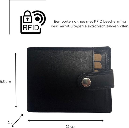 Zwarte portemonnee heren rfid anti skim - Arrigo Leather Goods