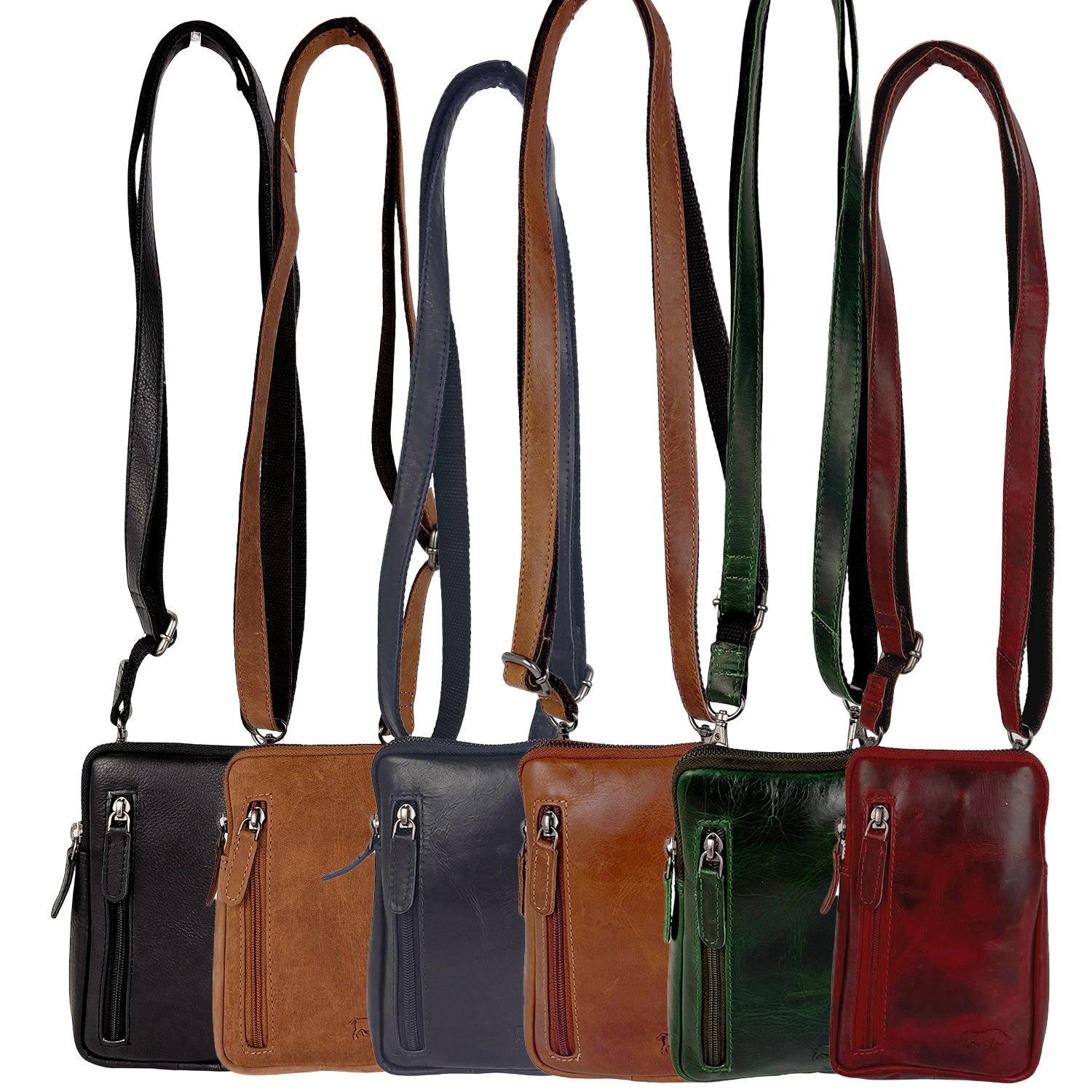 Cognac Leren Telefoontasje van Rundleer