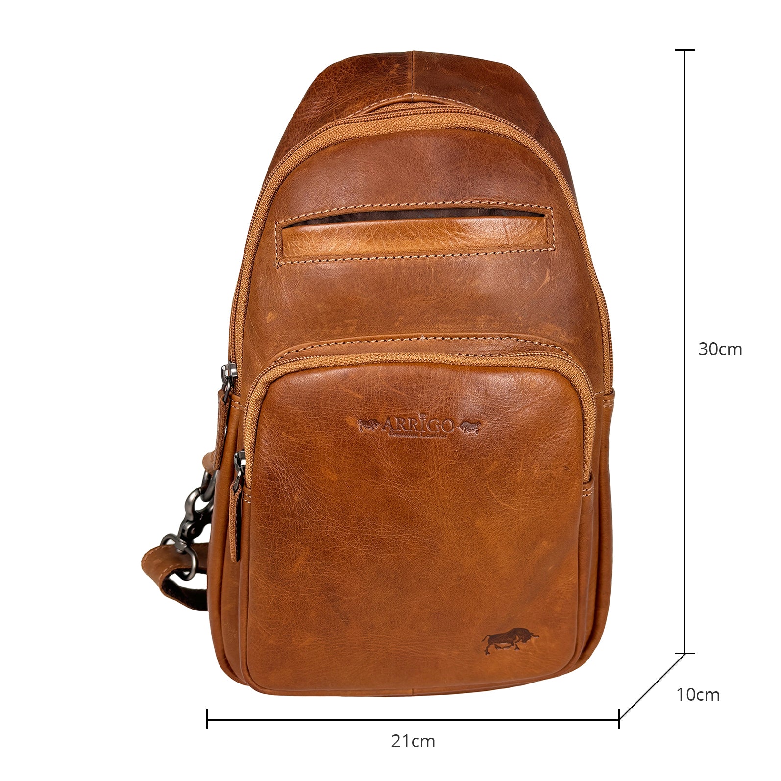 Slingbag rundleer cognac