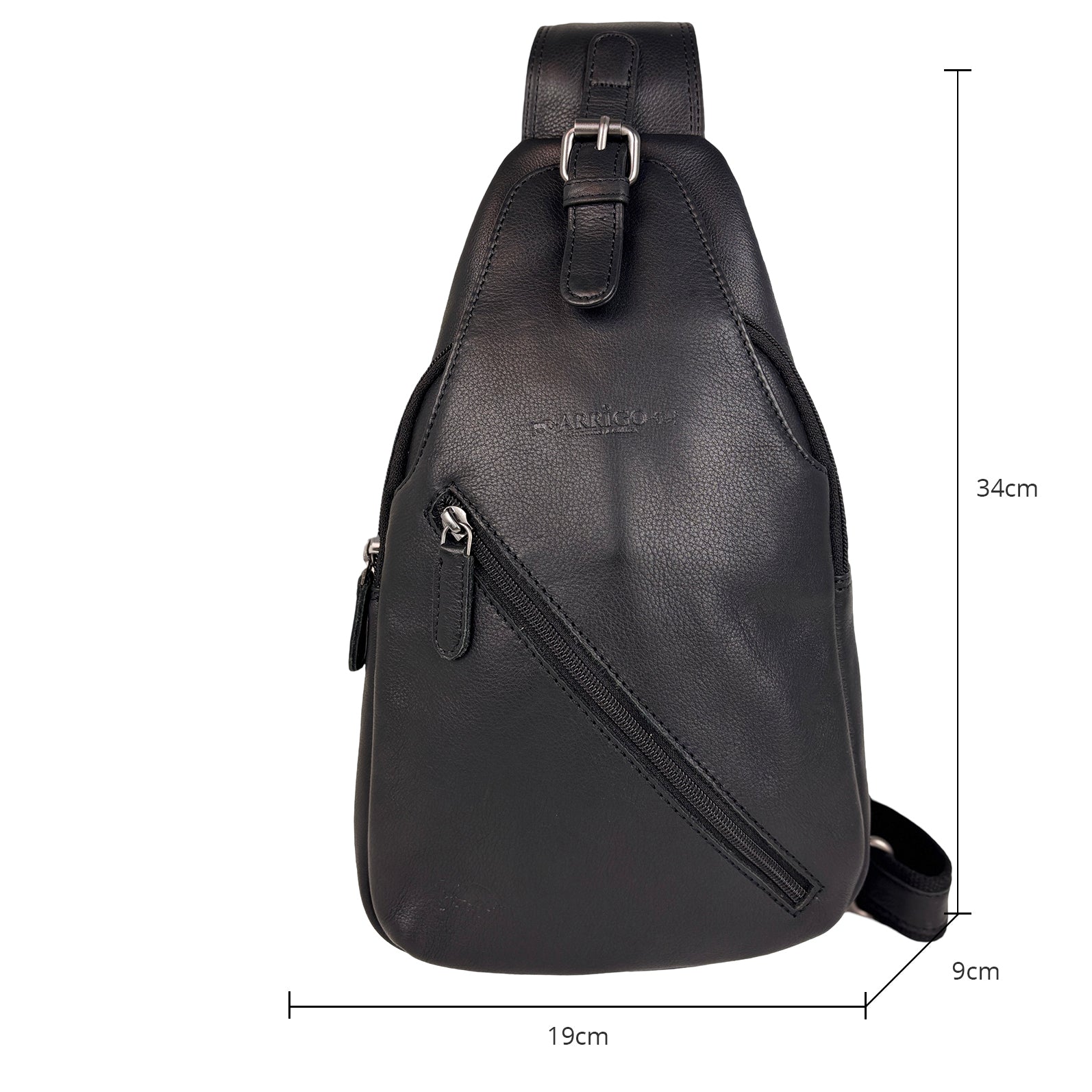 Umhängetasche aus angesagtem dunkelbraunem Büffelleder mit verstellbarem Schulterriemen