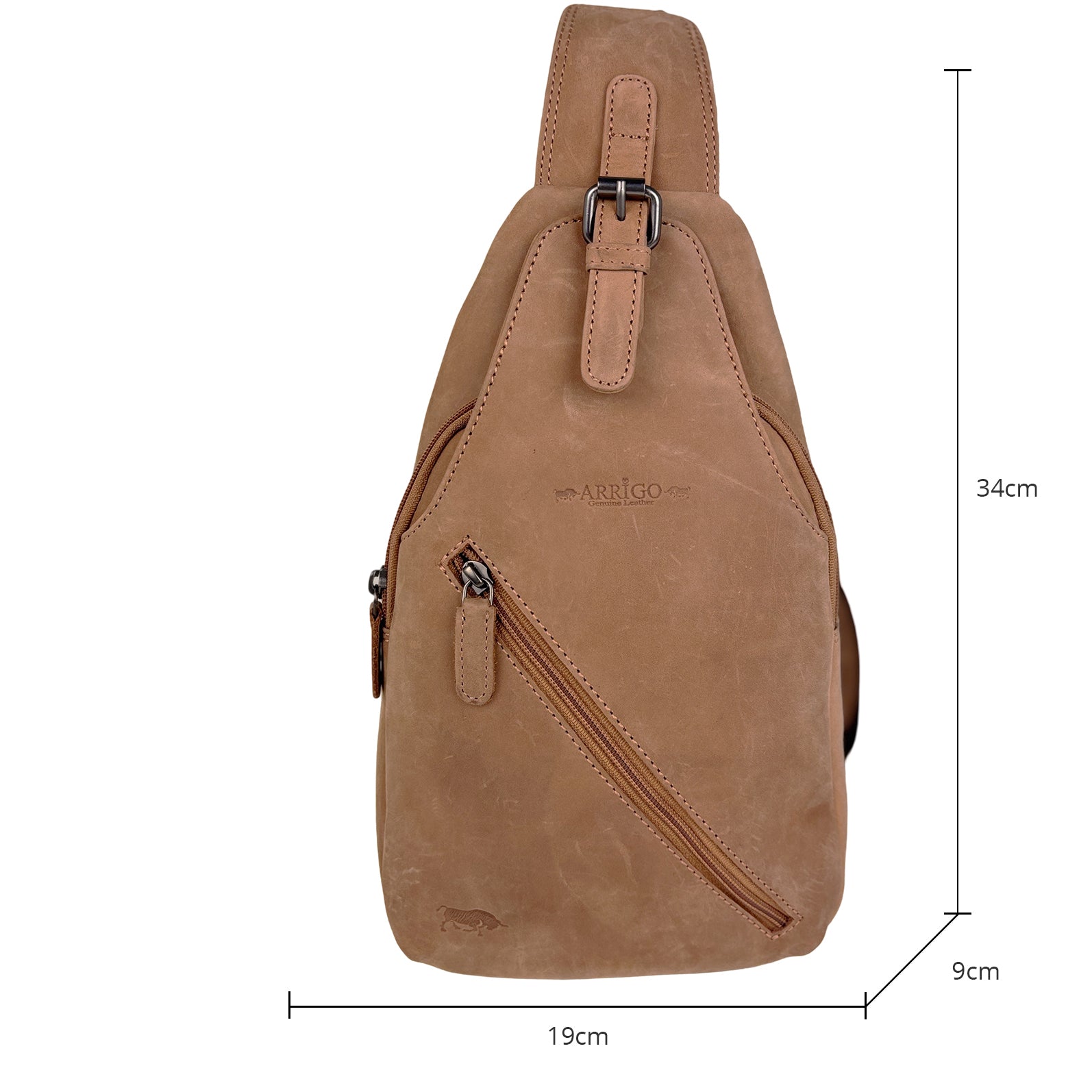 Umhängetasche aus angesagtem dunkelbraunem Büffelleder mit verstellbarem Schulterriemen