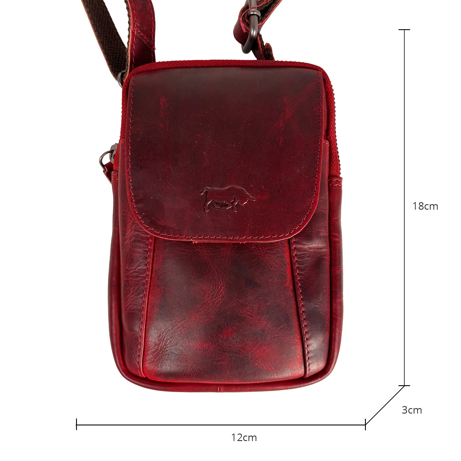 Telefoontasje/crossbody tas rood rundleer