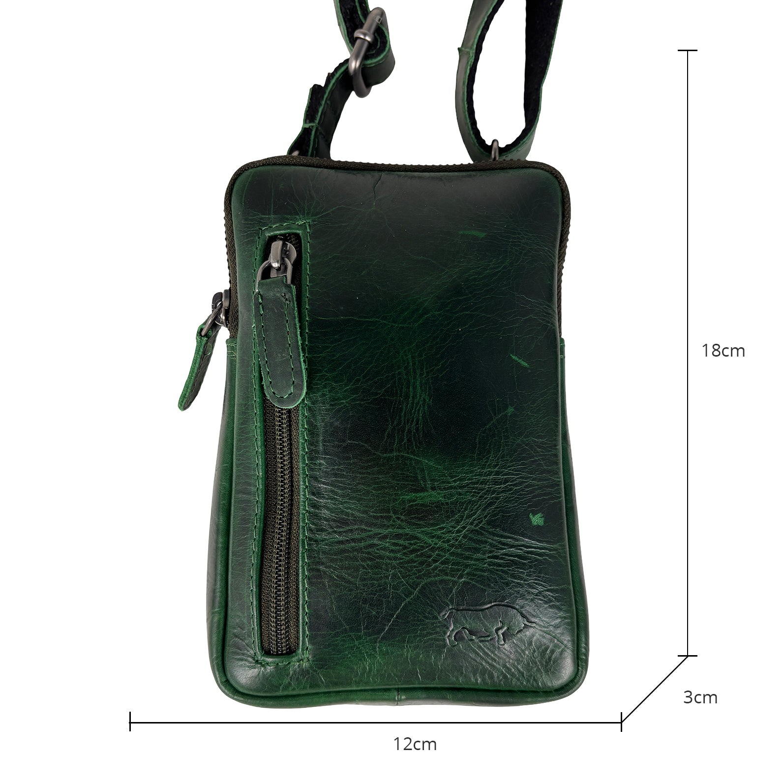 Groen Leren telefoontasje van Rundleer