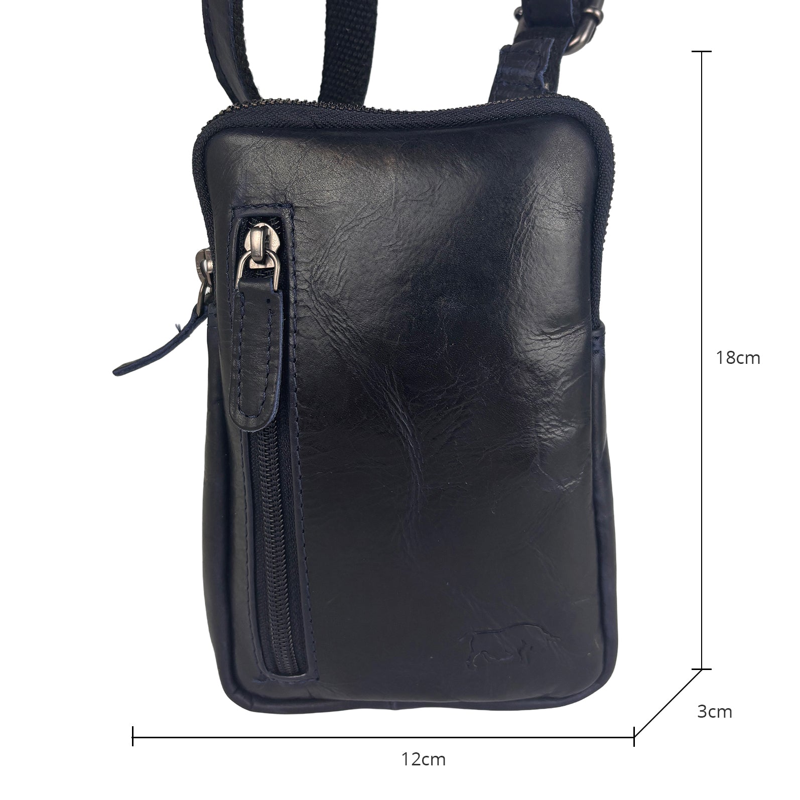 Blauw Leren Festivaltasje van Rundleer – Compact Telefoontasje van Arrigo