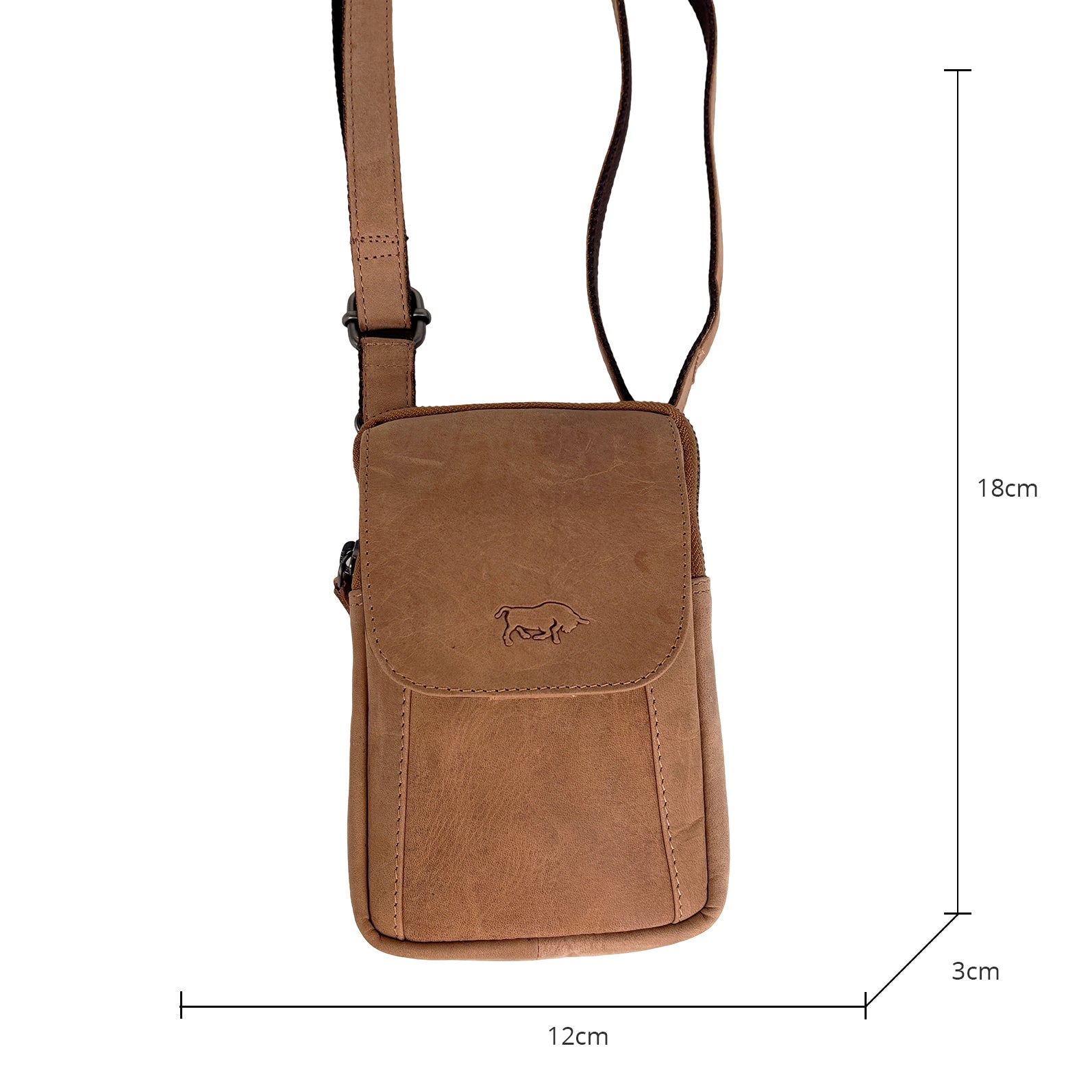 Taupe leren telefoontasje van Arrigo