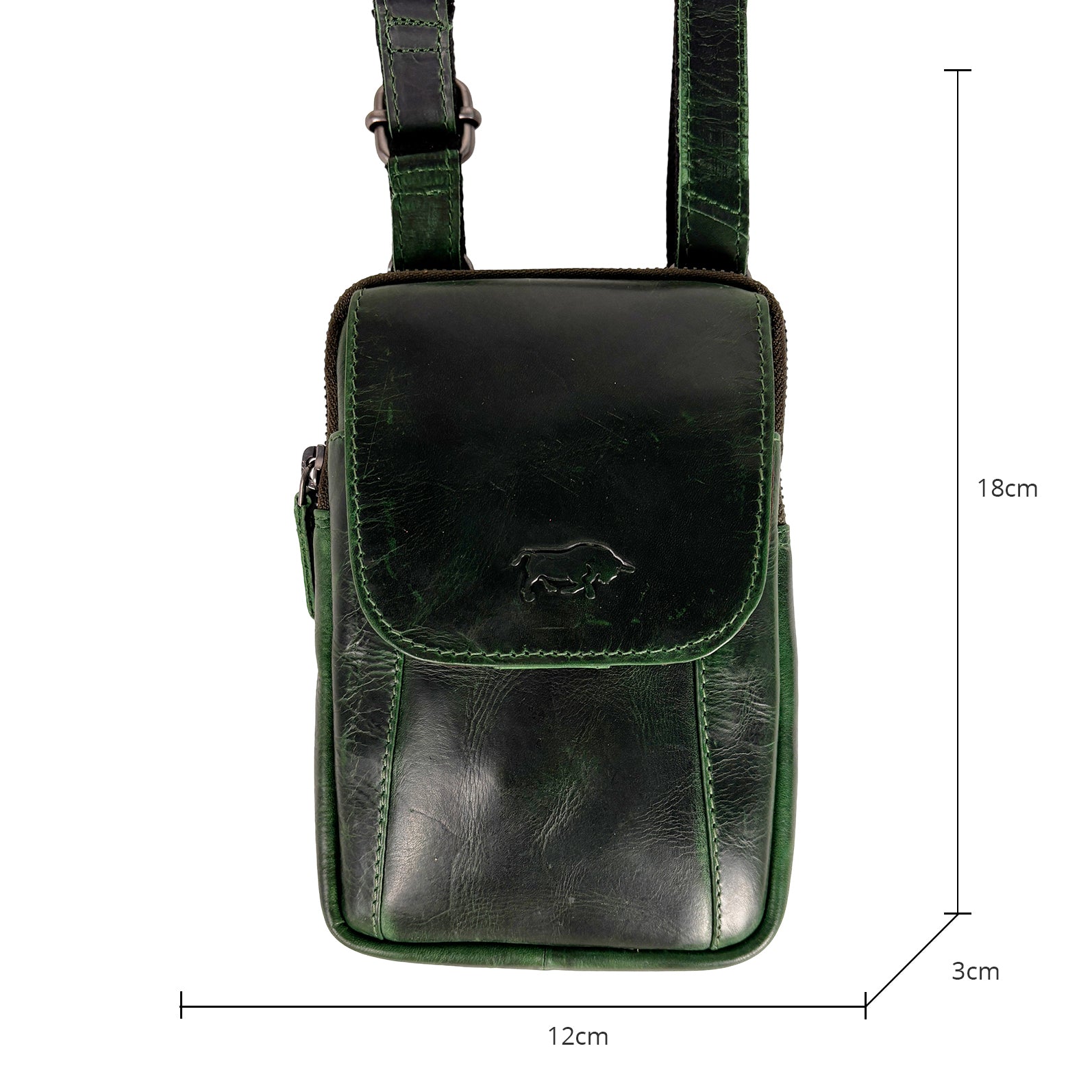 Groen Leren Schoudertasje/Riemtasje van Rundleer