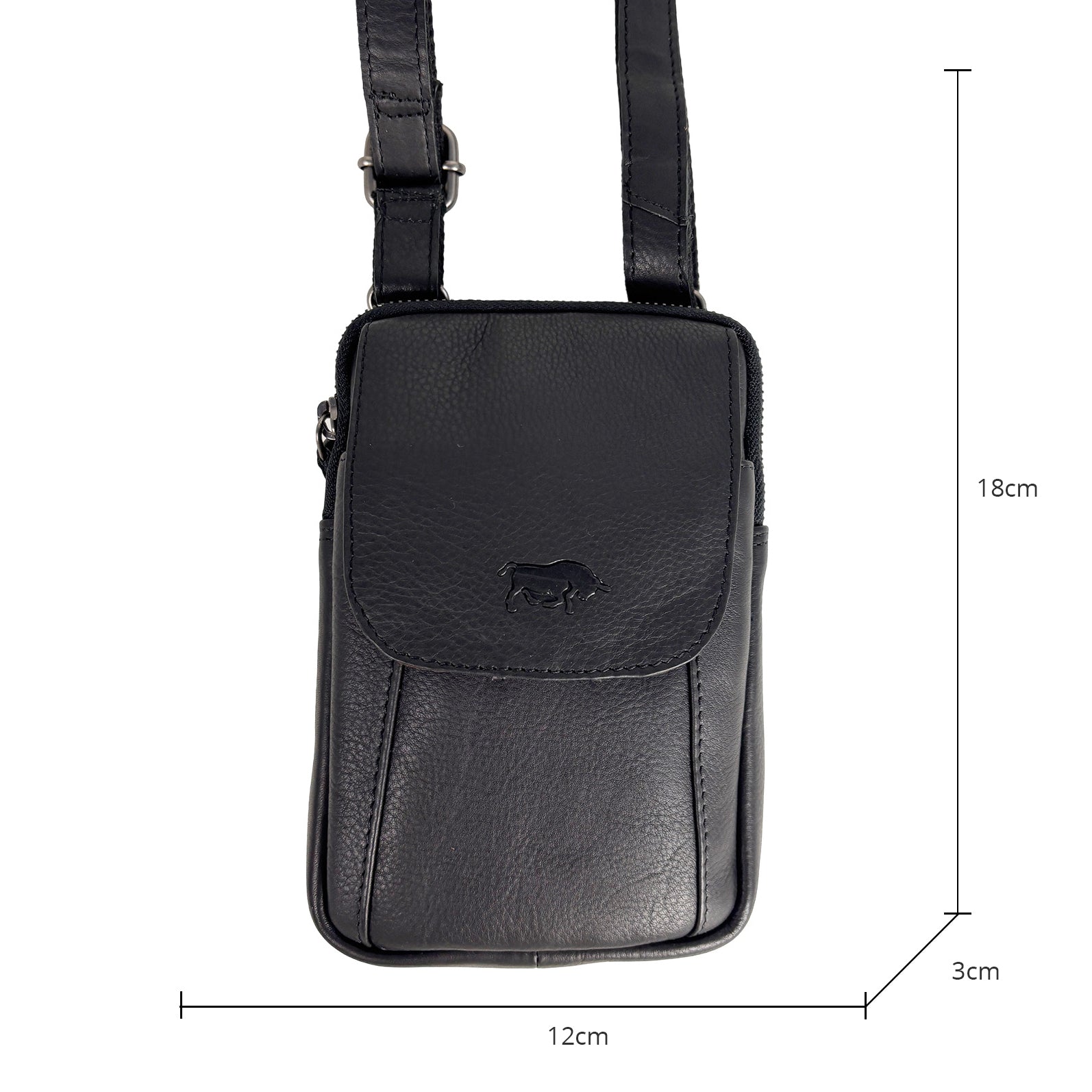 Zwart leren telefoontasje van Arrigo