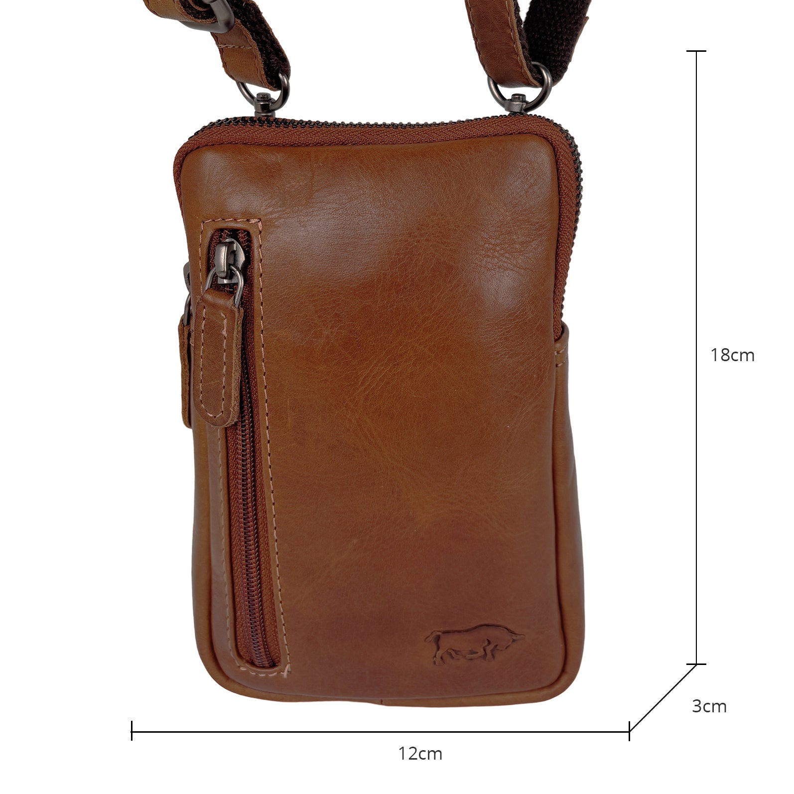 Cognac Leren Telefoontasje van Rundleer