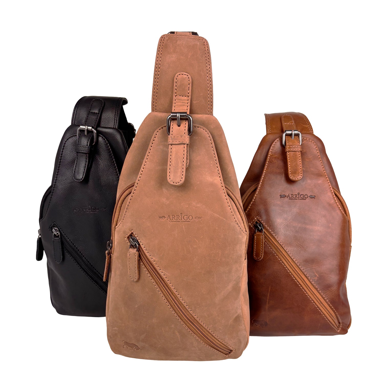 Umhängetasche aus angesagtem dunkelbraunem Büffelleder mit verstellbarem Schulterriemen