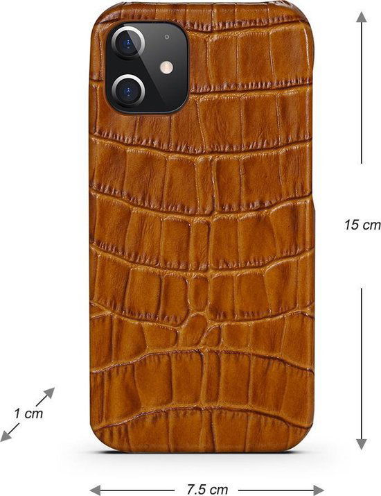 iPhone 12 Hoesje - Lichtbruin Krokodillenprint - Arrigo.nl