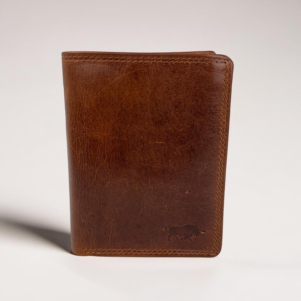 Cognac herenportemonnee van rundleer