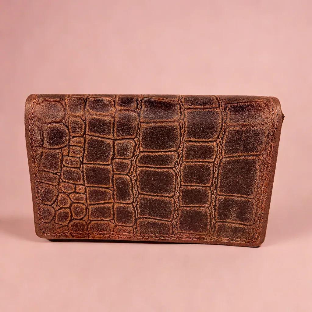 Arrigo damesportemonnee met krokoprint – Cognac