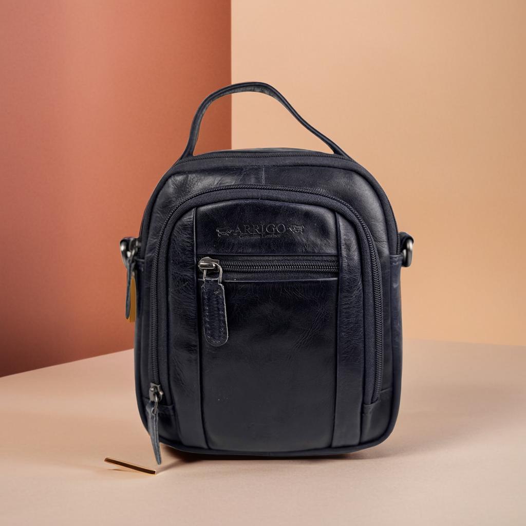 Donkerblauw Leren Schoudertasje