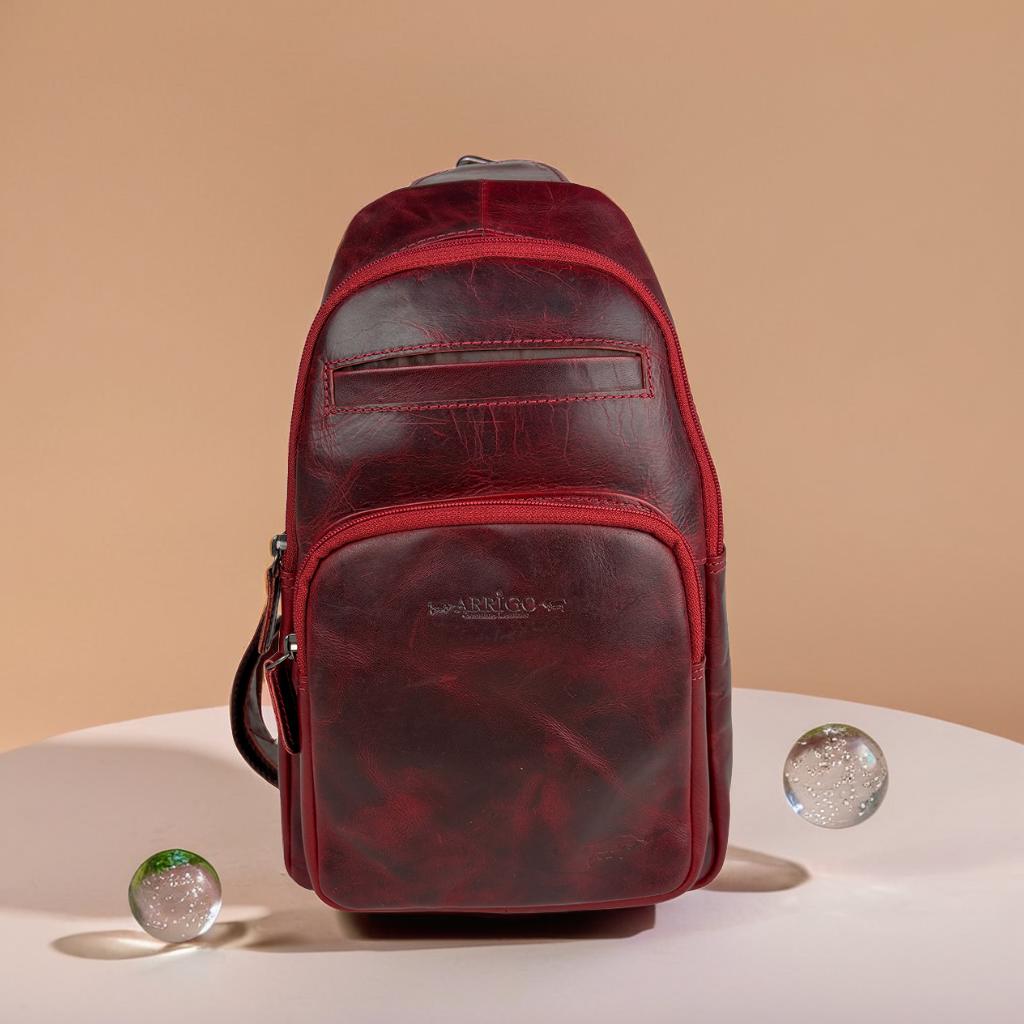 Slingbag rundleer rood