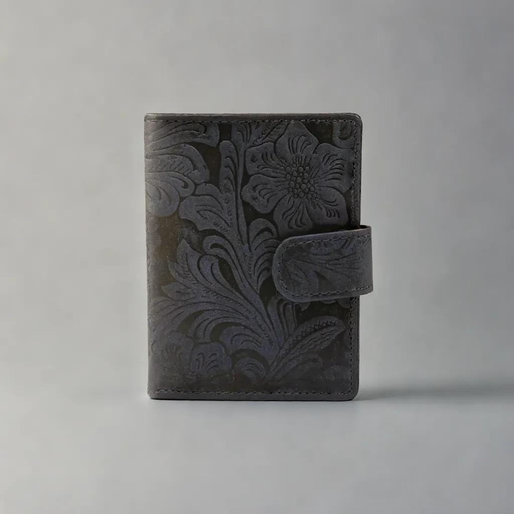 miniwallet pasjeshouder bloemenprint donkerblauw - Arrigo.nl